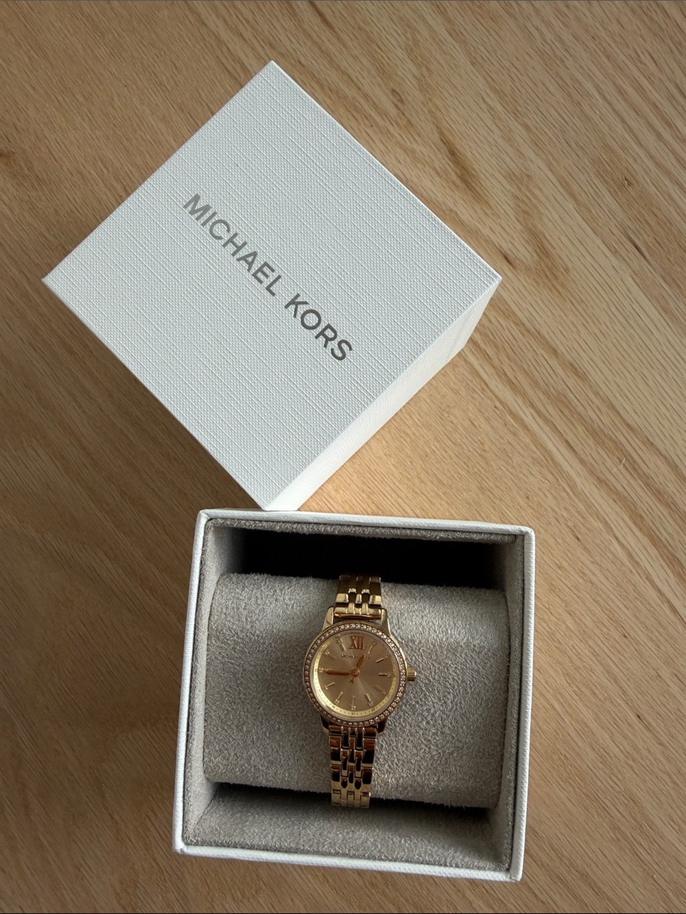 Michael Kors Women's Gold Tone Crystal Accent Bracelet Watch